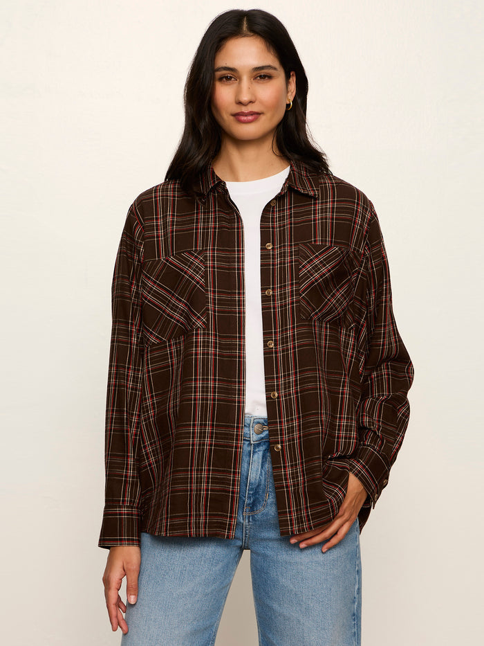 The City Plaid Shirt Espresso Plaid