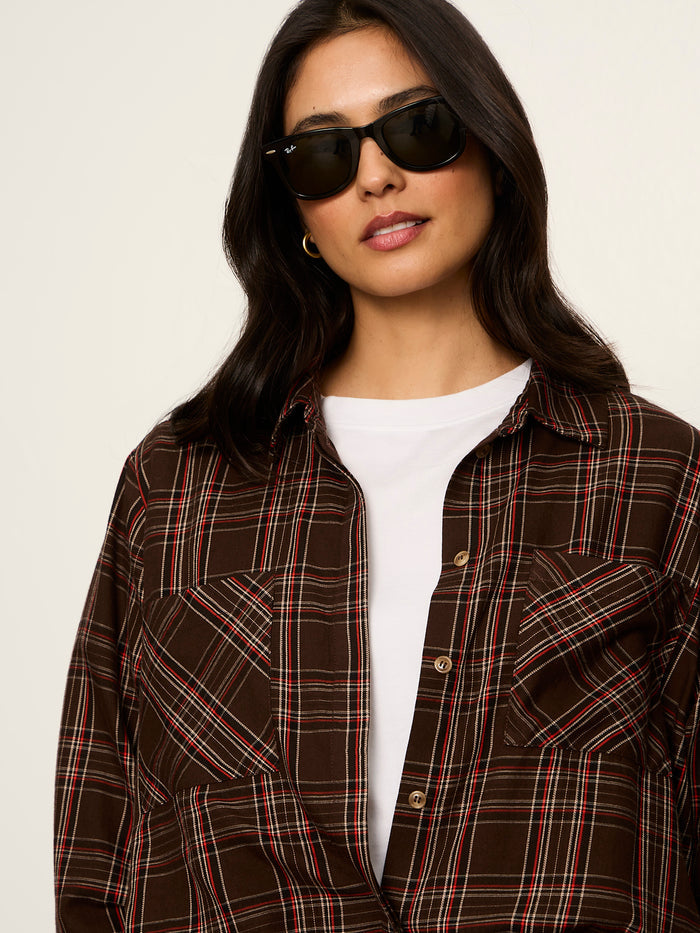 The City Plaid Shirt Espresso Plaid