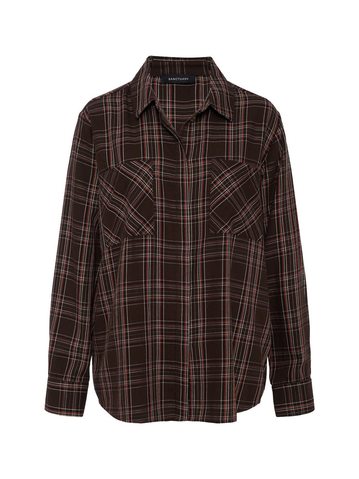 The City Plaid Shirt Espresso Plaid