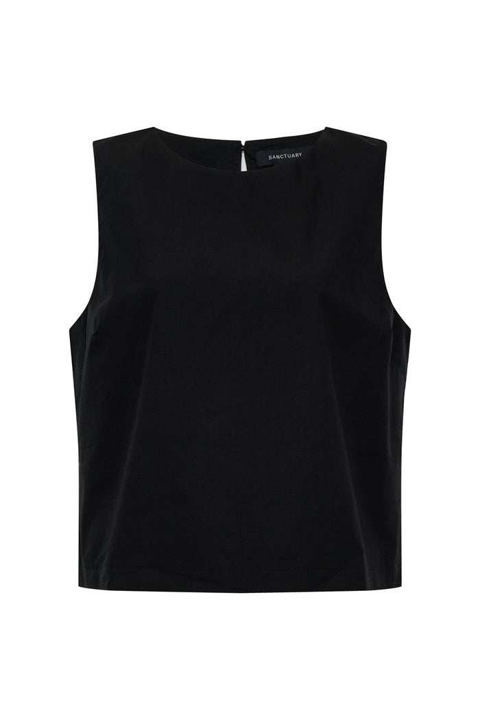 The Desired Summer Crop Shell Tank Black