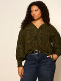 The Moment Volume Blouse Midnight Moss Extended Sizing