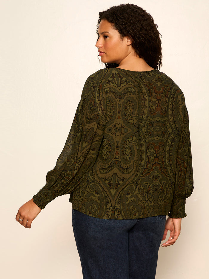 The Moment Volume Blouse Midnight Moss Extended Sizing