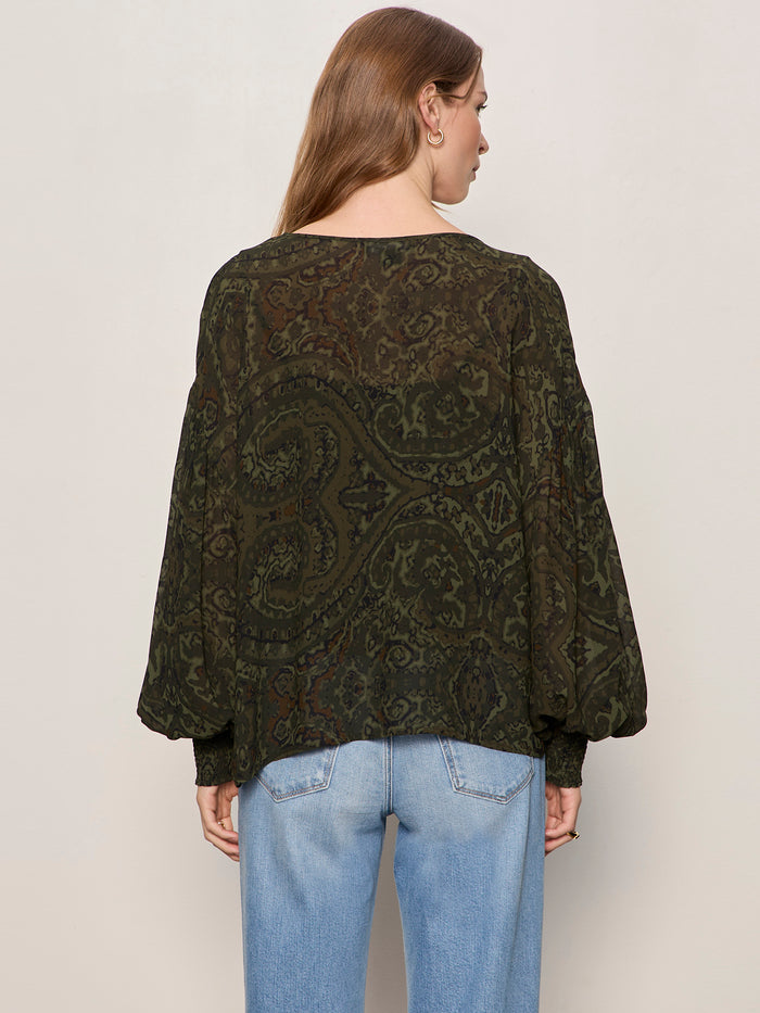 The Moment Volume Blouse Midnight Moss
