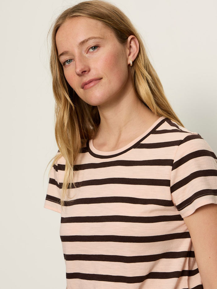 The Perfect Tee Bleached Pink/Rich Soil Stripe