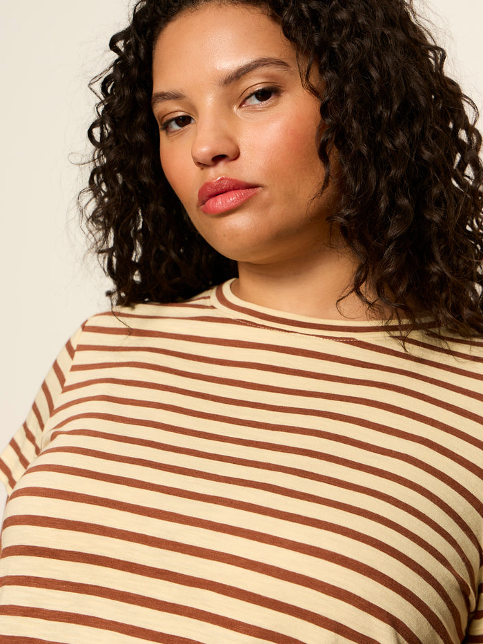 The Perfect Tee Choco Banana Stripe Extended Sizing