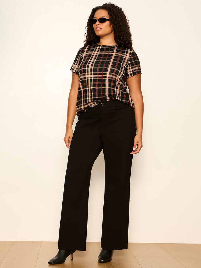 The Perfect Tee Cinder Plaid Extended Sizing