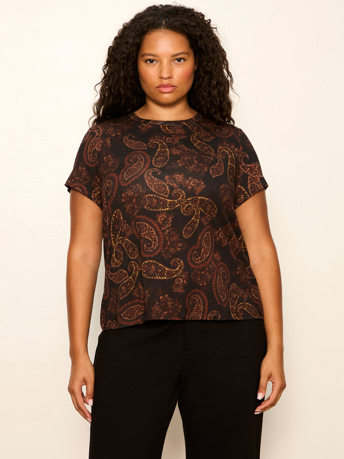The Perfect Tee Cocoa Paisley Extended Sizing