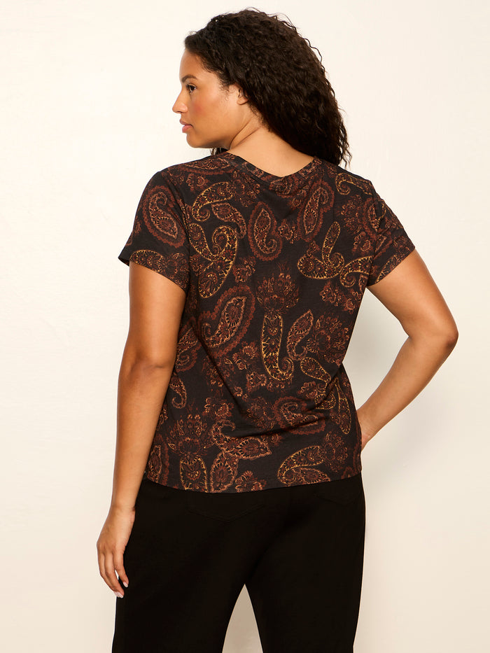 The Perfect Tee Cocoa Paisley Extended Sizing