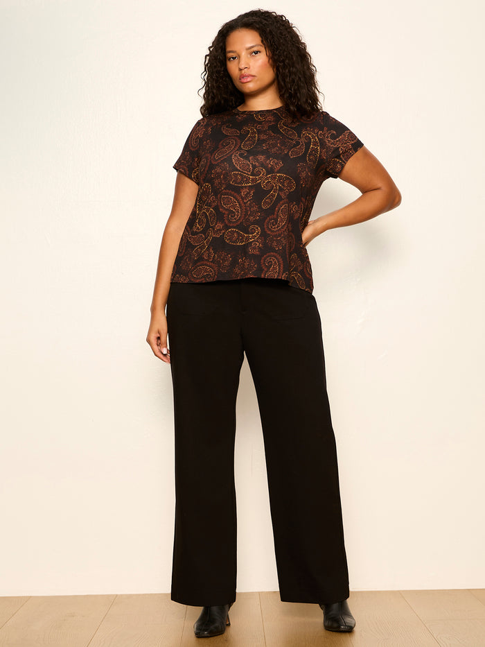 The Perfect Tee Cocoa Paisley Extended Sizing