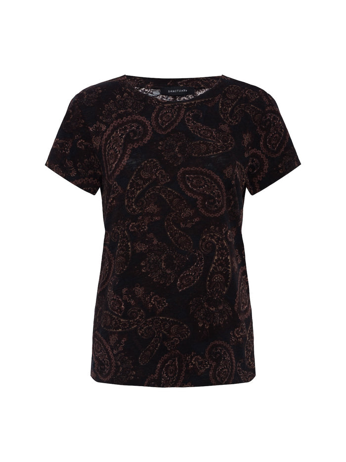 The Perfect Tee Cocoa Paisley Extended Sizing