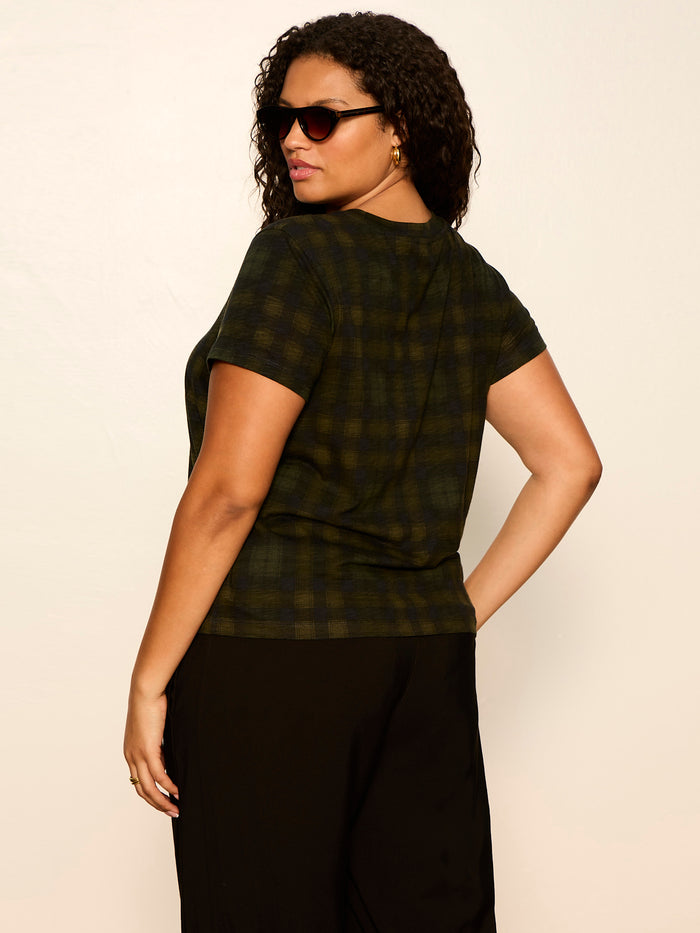 The Perfect Tee Forest Plaid Extended Sizing