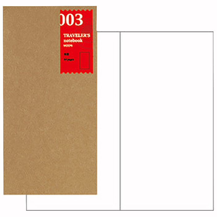 Traveler's Notebook 003 Refill - Regular Size - Blank - Pen Boutique Ltd