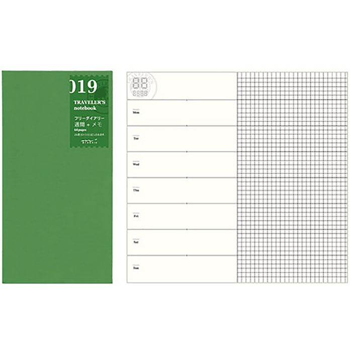 Traveler's Notebook 019 Refill - Regular Size - Free Weekly Memo - Pen Boutique Ltd