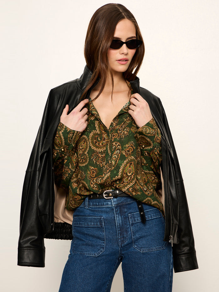 Uma High Neck Silk Shirt Decoratif