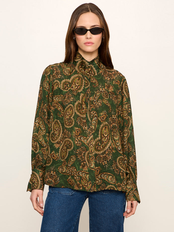 Uma High Neck Silk Shirt Decoratif