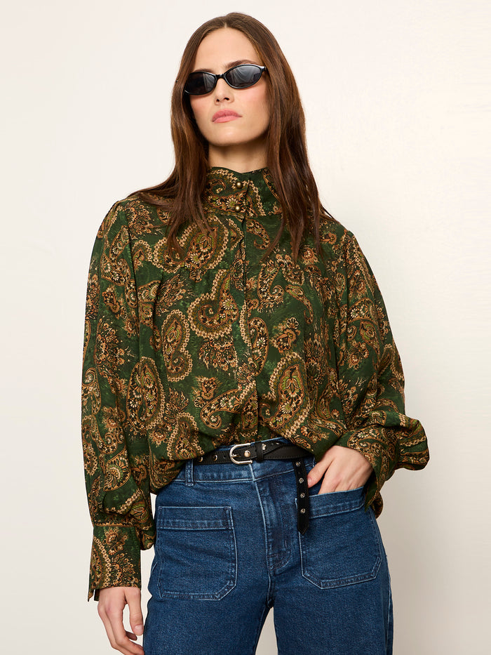 Uma High Neck Silk Shirt Decoratif