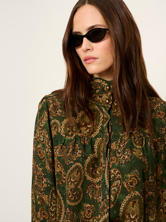Uma High Neck Silk Shirt Decoratif