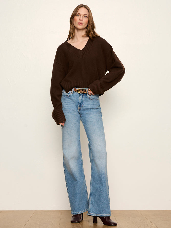 Vanna V-Neck Sweater Espresso Martini Petite Sizing