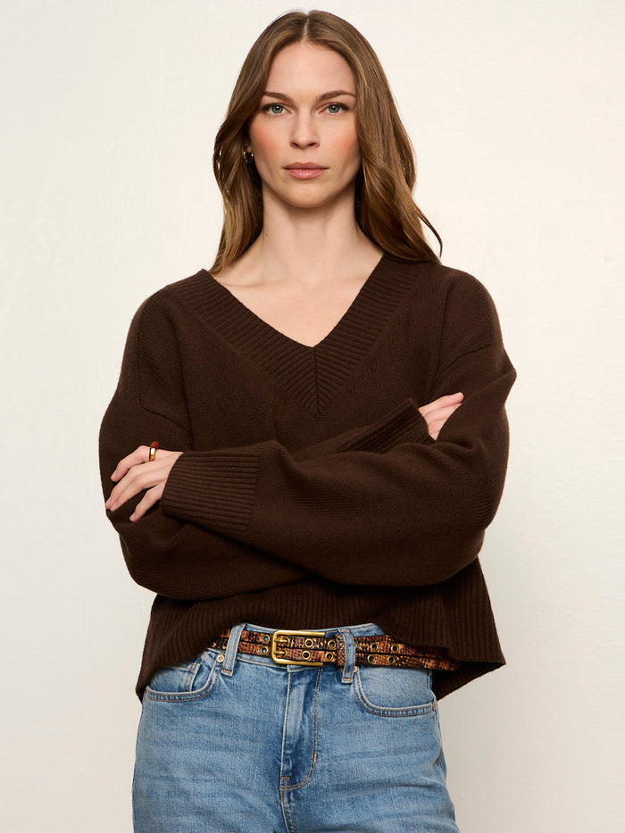 Vanna V-Neck Sweater Espresso Martini