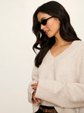 Vanna V-Neck Sweater Heather Hazelnut