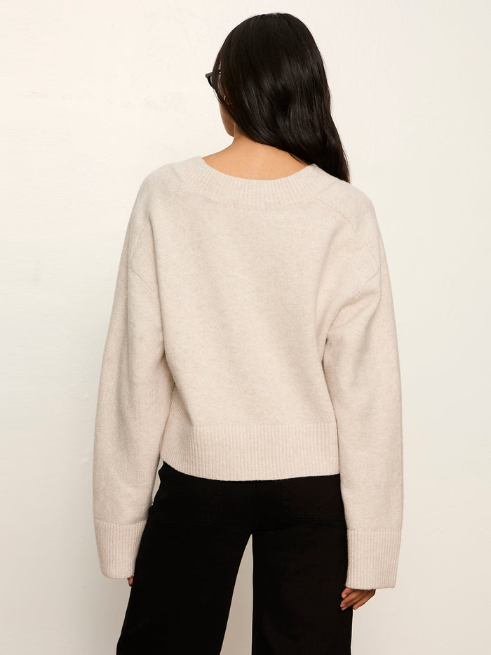 Vanna V-Neck Sweater Heather Hazelnut