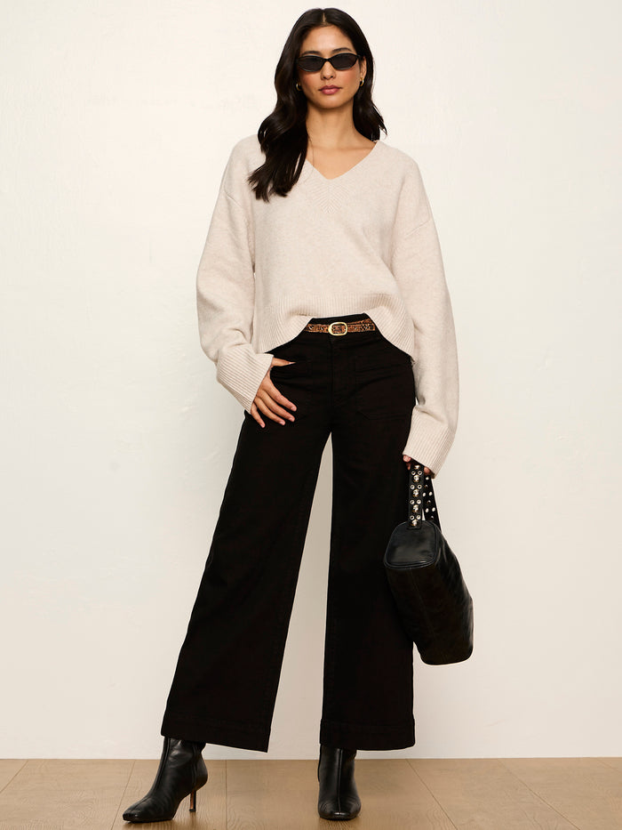 Vanna V-Neck Sweater Heather Hazelnut