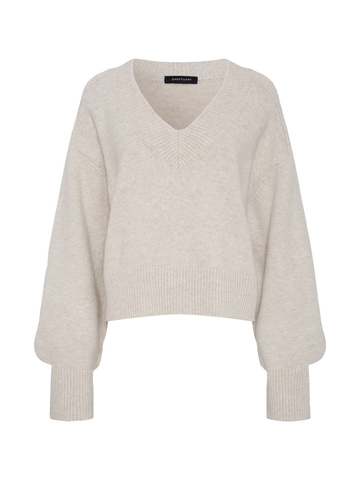Vanna V-Neck Sweater Heather Hazelnut