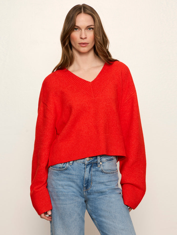 Vanna V-Neck Sweater Red Hot