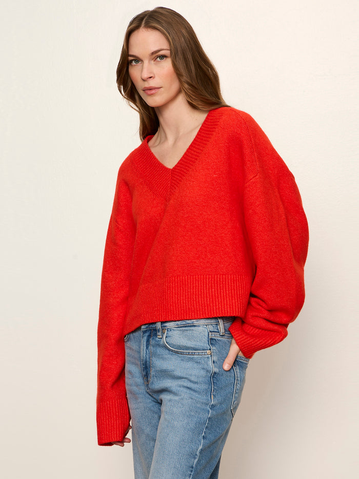 Vanna V-Neck Sweater Red Hot
