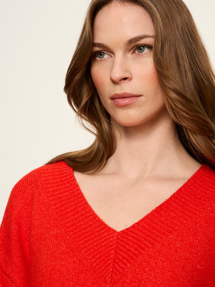 Vanna V-Neck Sweater Red Hot