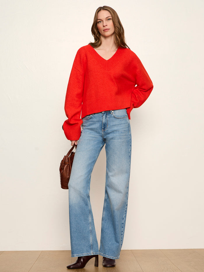 Vanna V-Neck Sweater Red Hot