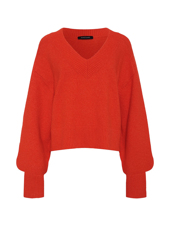 Vanna V-Neck Sweater Red Hot