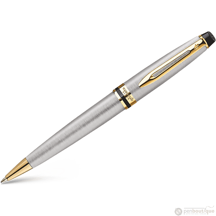 Waterman Expert Ballpoint Pen - Stainless Steel - Gold Trim - Pen Boutique Ltd