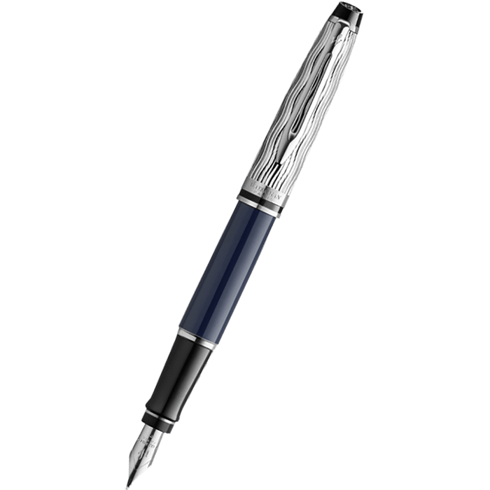 Waterman Expert L'Essence du Bleu Fountain Pen - Metal & Blue - Pen Boutique Ltd