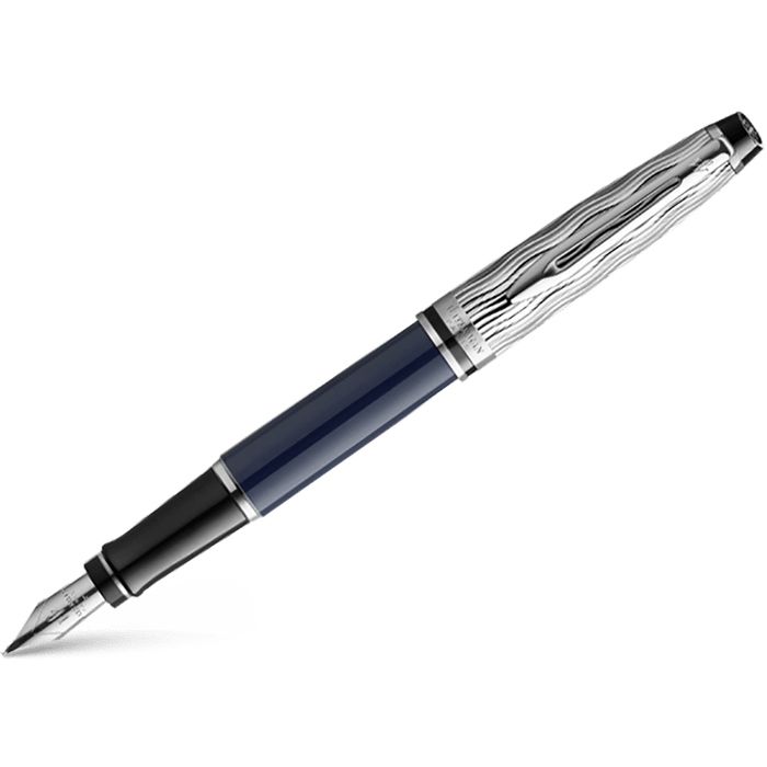 Waterman Expert L'Essence du Bleu Fountain Pen - Metal & Blue - Pen Boutique Ltd