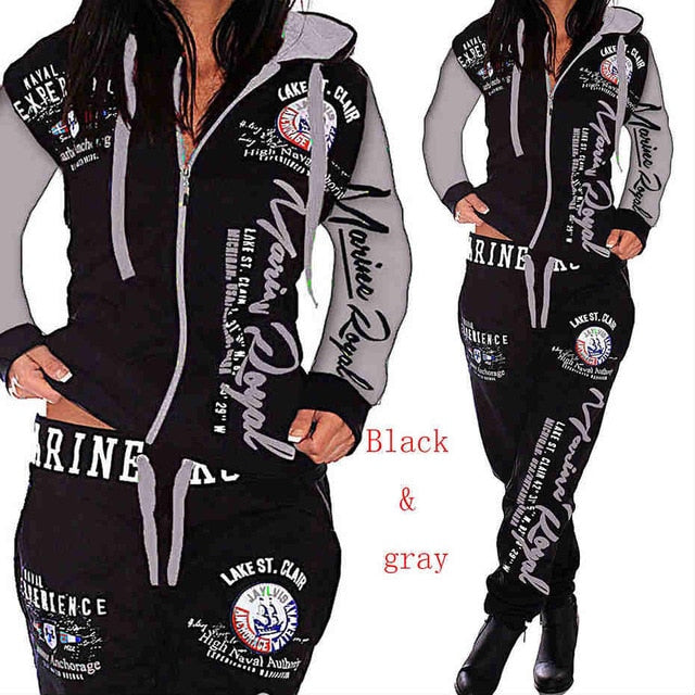 Women 2PCS Sportwear Winter Female Suit Fashion Hooded Joggers Women's Sports Suit Sets tracksuit set