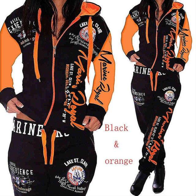 Women 2PCS Sportwear Winter Female Suit Fashion Hooded Joggers Women's Sports Suit Sets tracksuit set