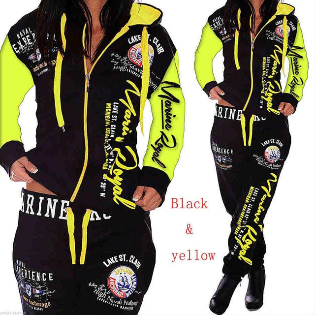 Women 2PCS Sportwear Winter Female Suit Fashion Hooded Joggers Women's Sports Suit Sets tracksuit set