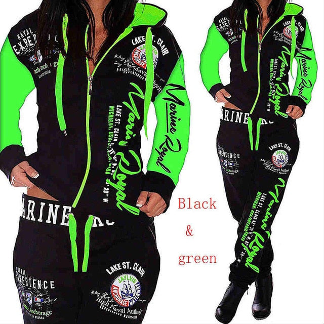 Women 2PCS Sportwear Winter Female Suit Fashion Hooded Joggers Women's Sports Suit Sets tracksuit set