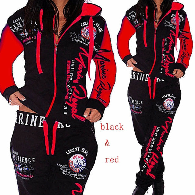 Women 2PCS Sportwear Winter Female Suit Fashion Hooded Joggers Women's Sports Suit Sets tracksuit set