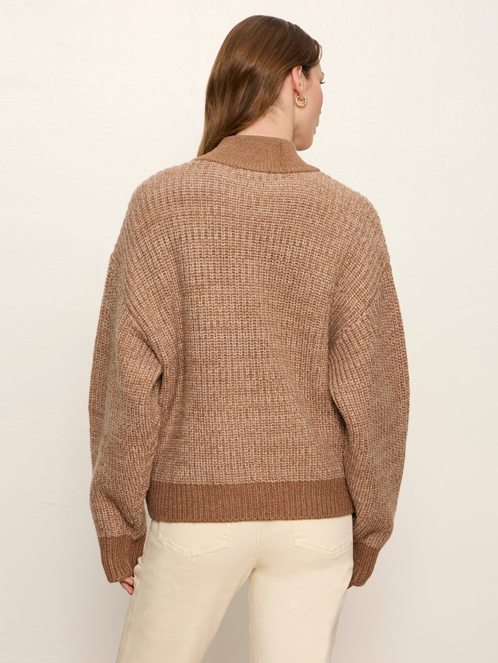 Zip Up Sweater Jacket Heather Cocoa