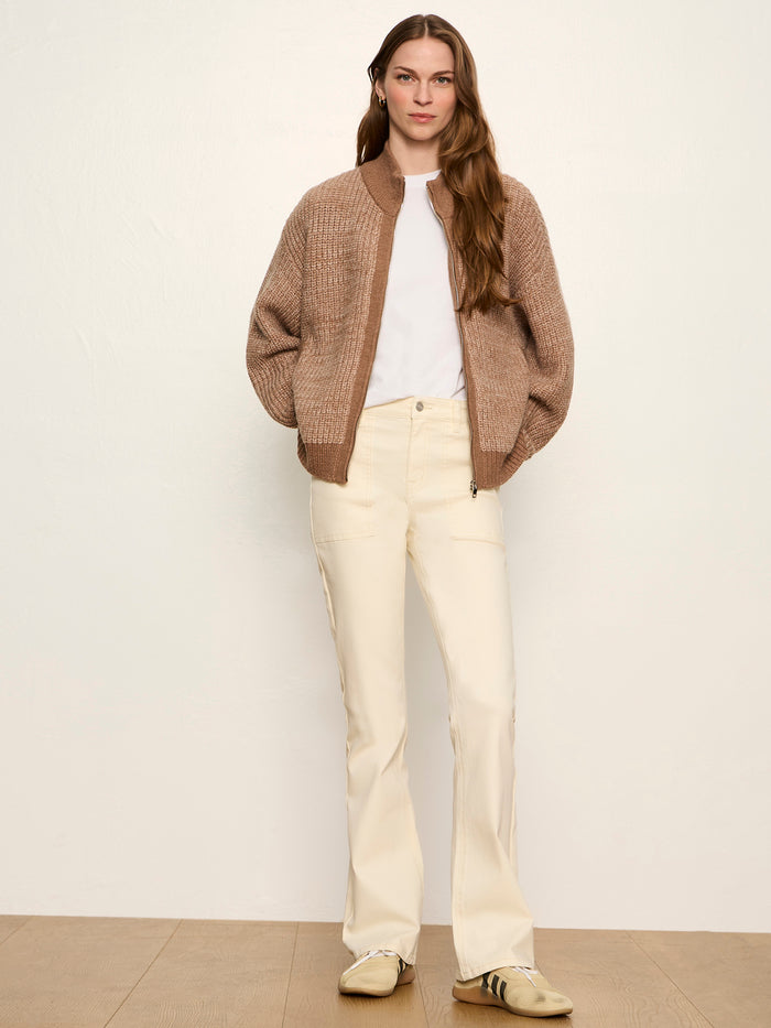 Zip Up Sweater Jacket Heather Cocoa